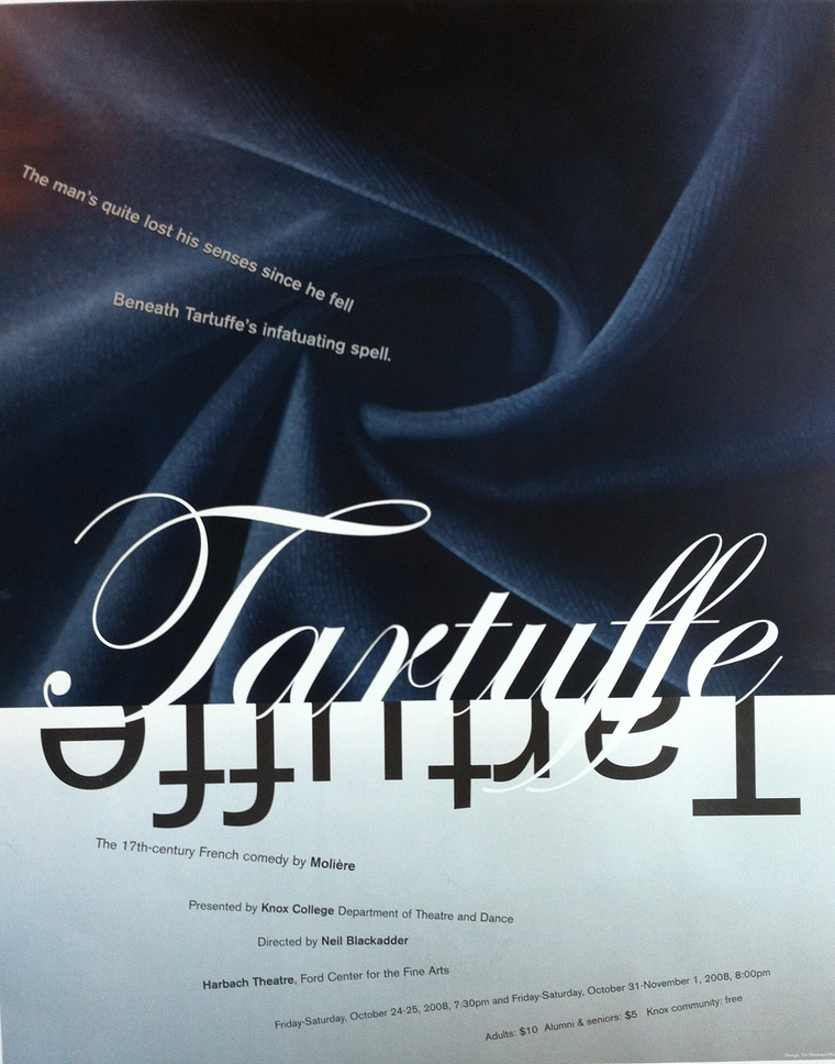 Poster for Tartuffe with production dates and times
