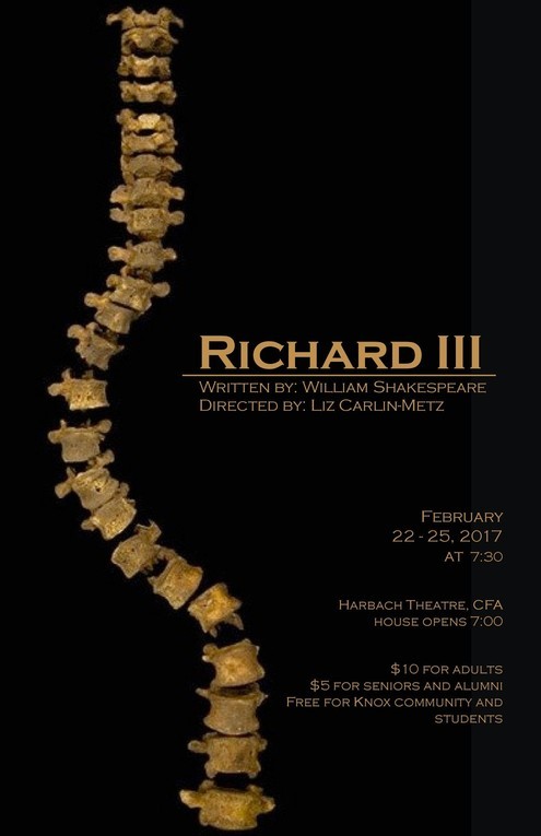 Poster for Richard III with production dates and times