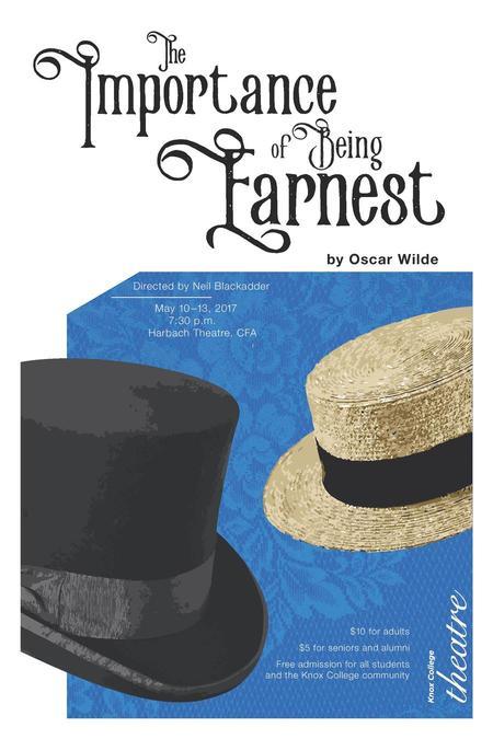 Poster for The Importance of Being Earnest with production dates and times